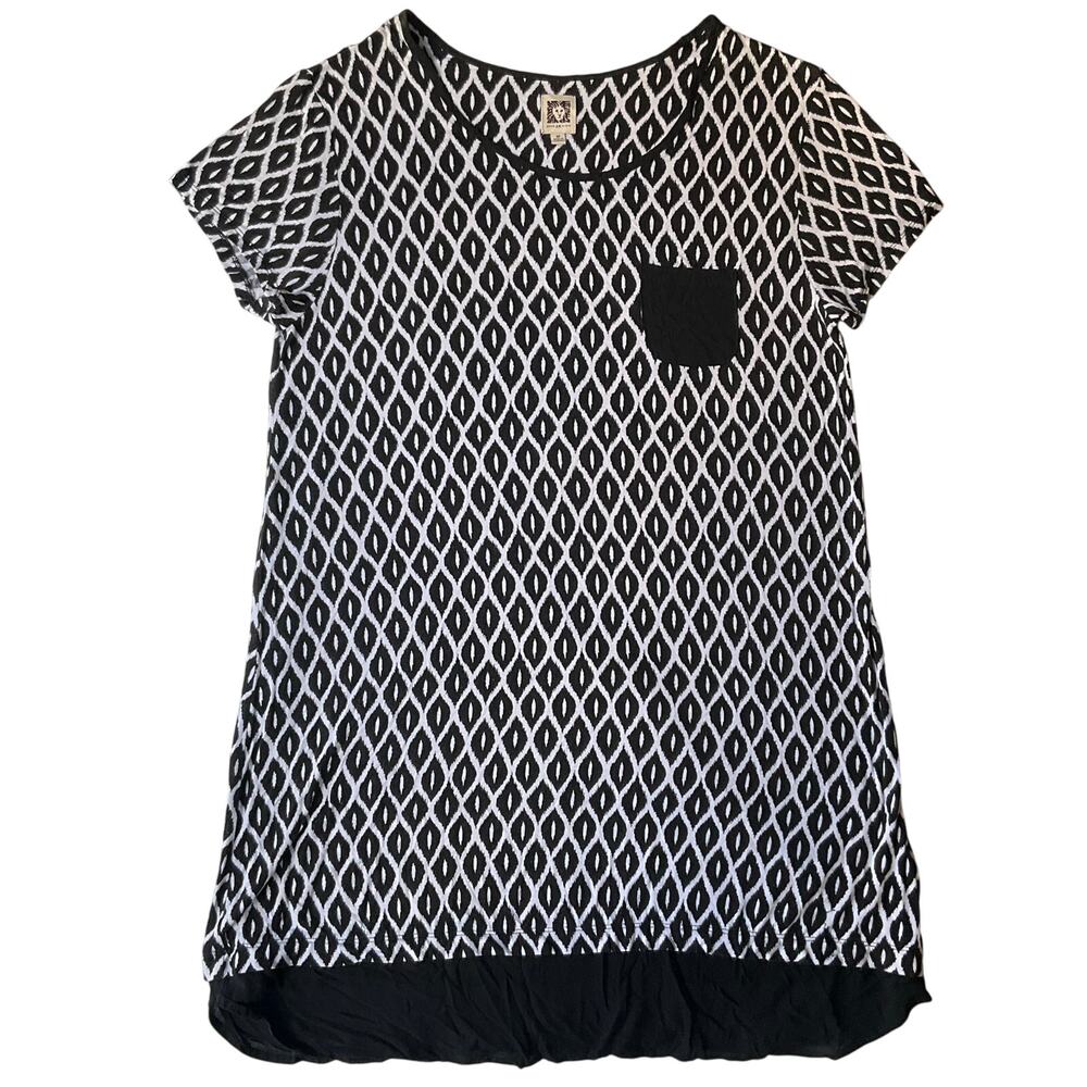 Anne Klein Women Short Sleeve KneeLength Stretch Casual Dress size M,Black White